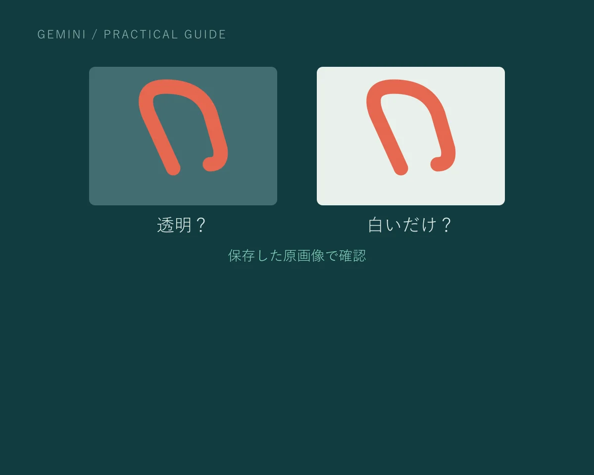 透明？・白いだけ？。保存した原画像で確認。記事の要点を示す説明用ビジュアルで、製品の操作画面ではありません。