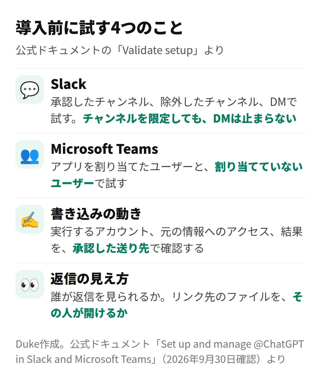 導入前に試す4つのこと(Duke作成)