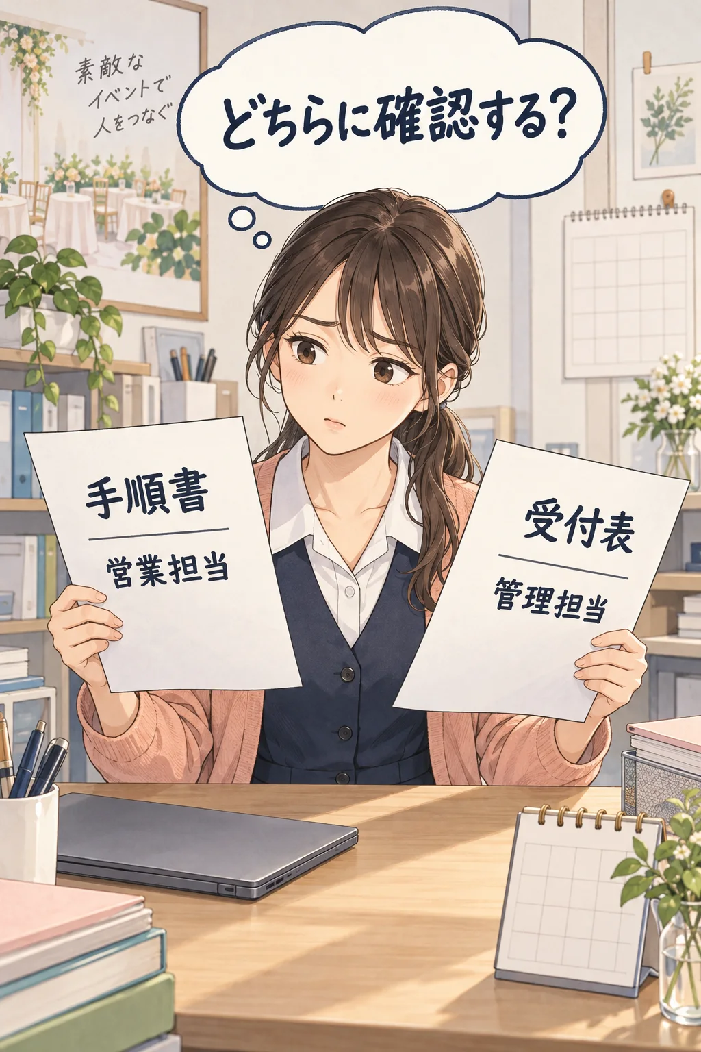 調べた資料と分からない点を分け、一つの質問へ整理する架空の漫画