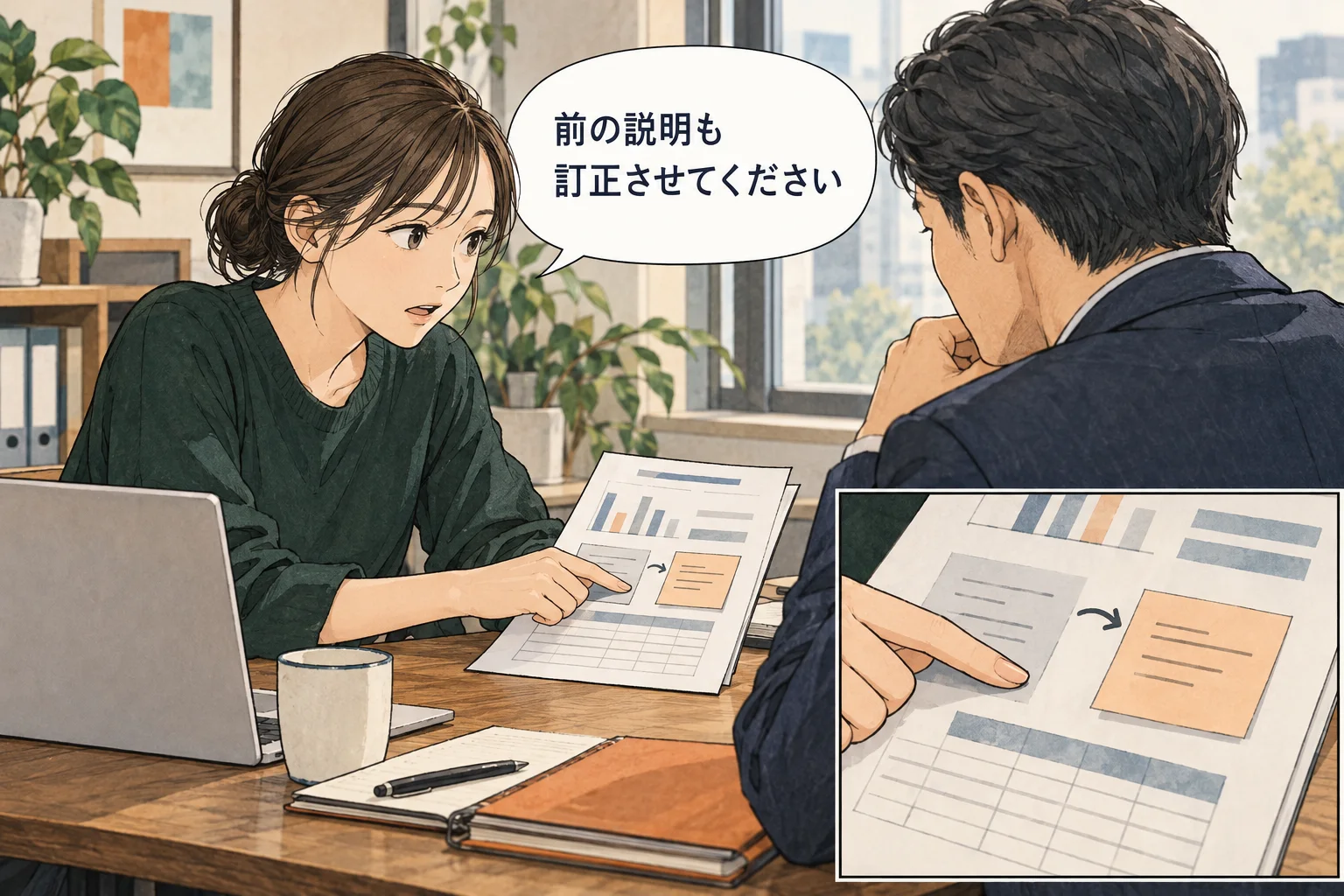 以前の不正確な説明があれば、その内容も明確に訂正します。 架空の人物によるAI生成の解説漫画。