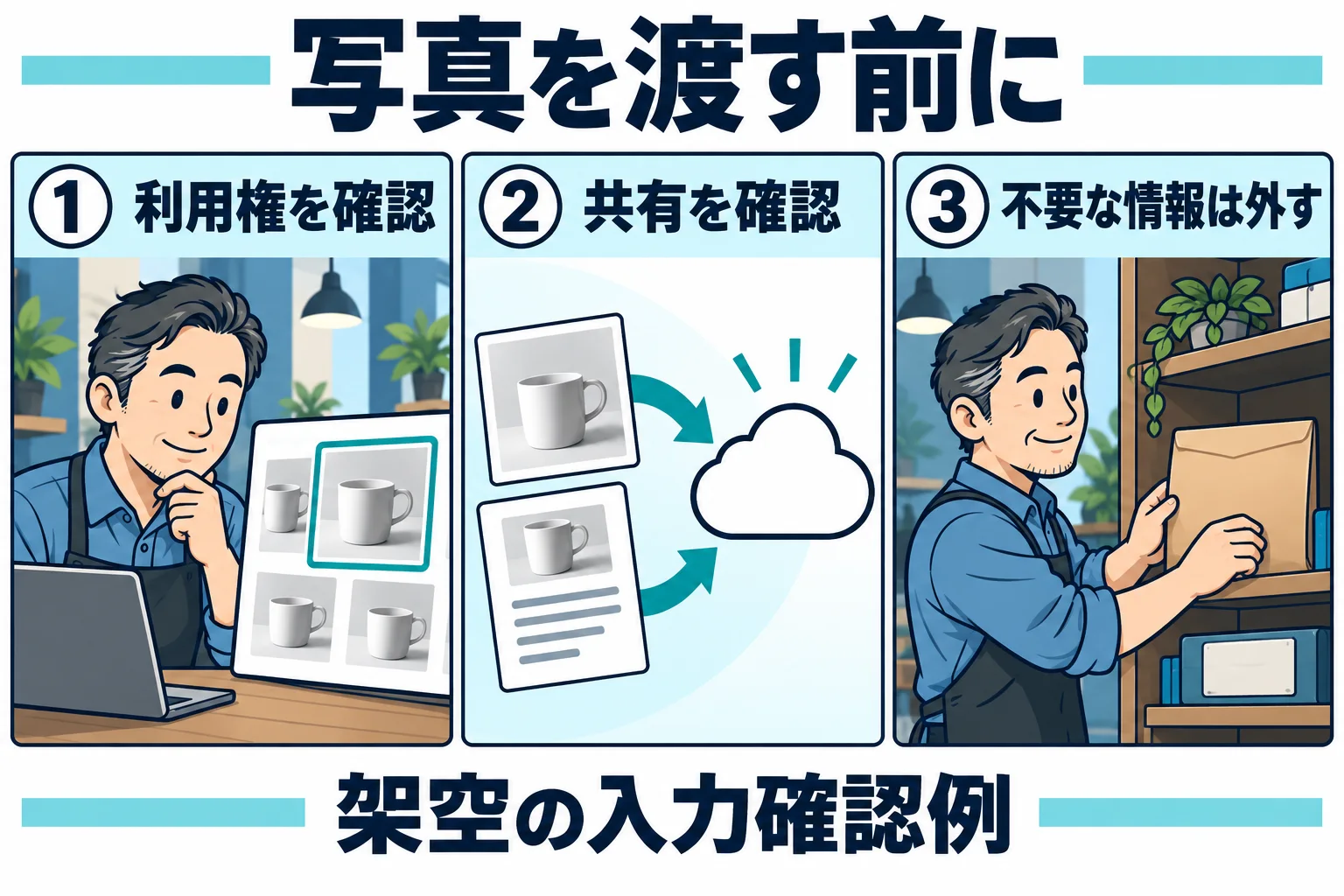 利用権・共有・不要情報を確認する架空の漫画