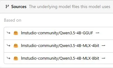 LM Studioの公式モデルページでGGUFとMLXの配布先が分かれている実画面
