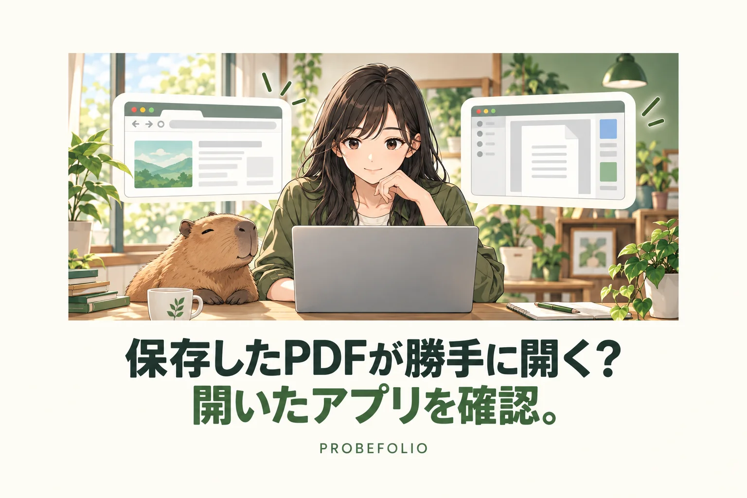 保存したPDFが勝手に開く？ 開いたアプリを確認。