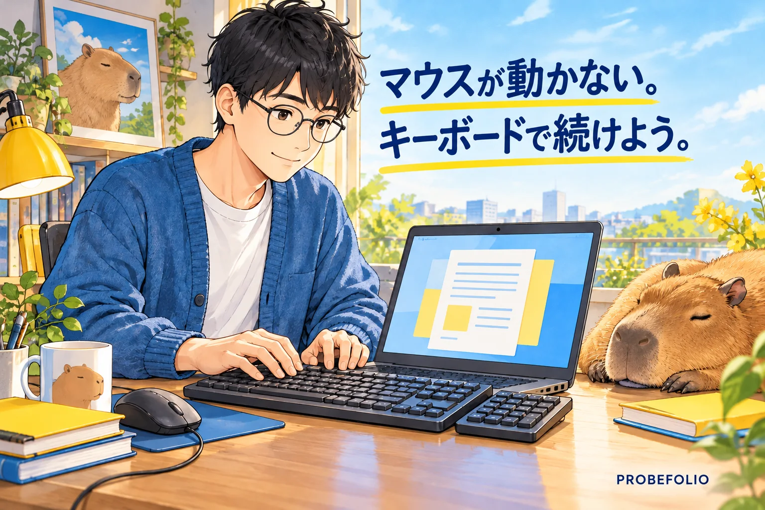 マウスが動かない。 キーボードで続けよう。