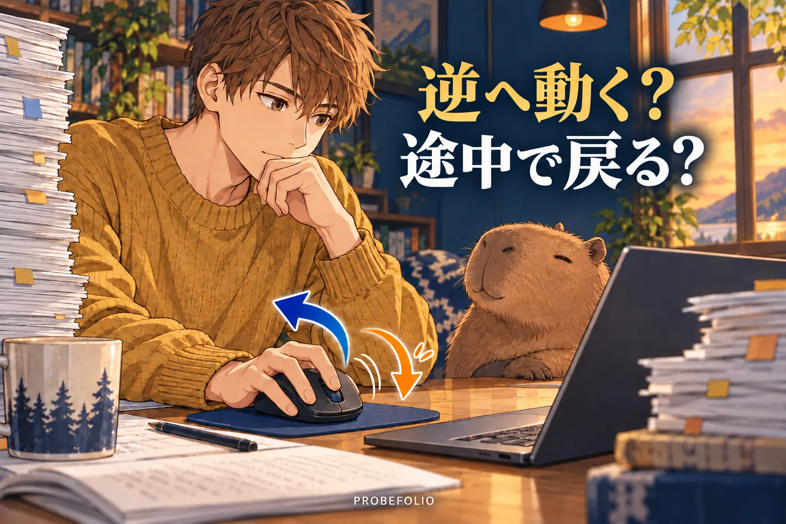 逆へ動く? 途中で戻る?
