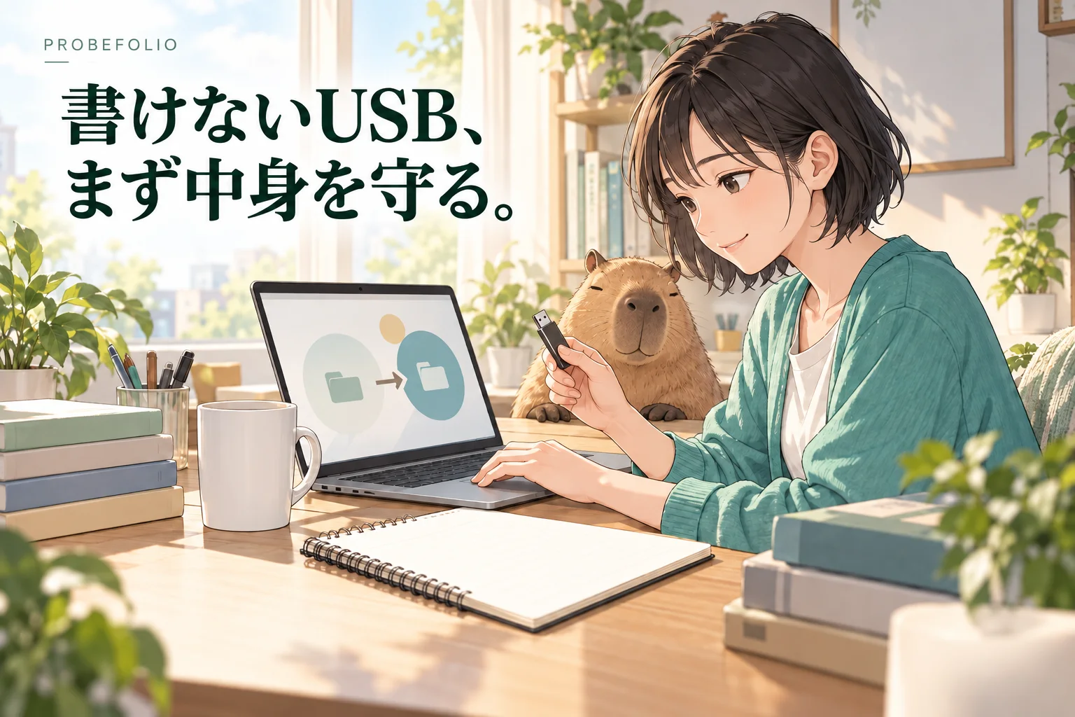 書けないUSB、 まず中身を守る。