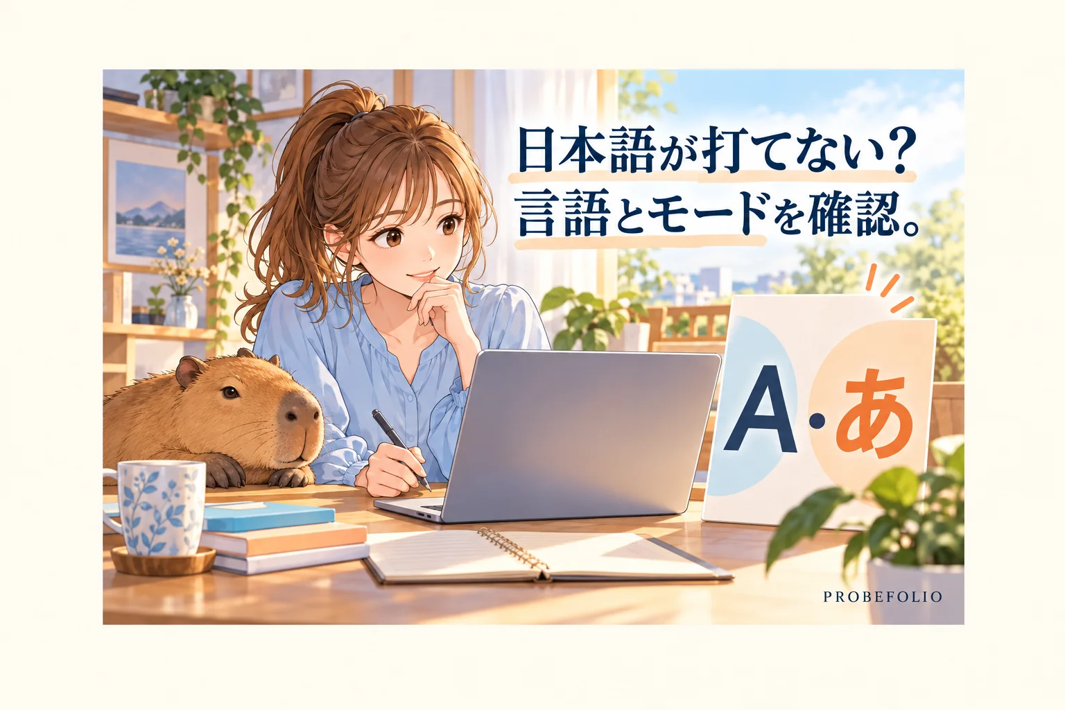 日本語が打てない？ 言語とモードを確認。