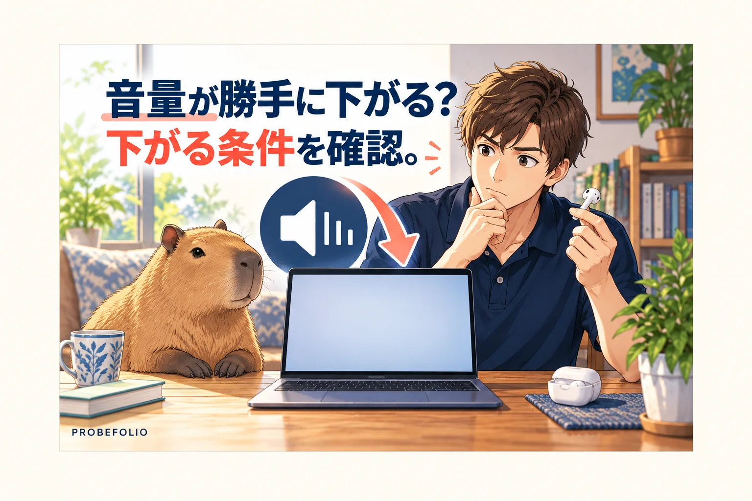 音量が勝手に下がる？ 下がる条件を確認。