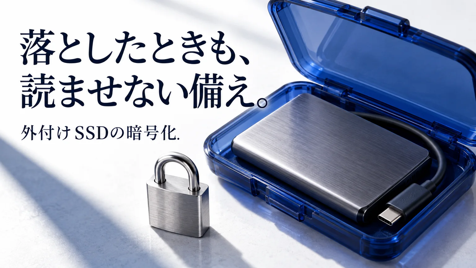 外付けSSDにパスワードをかけるには？Windows・Mac・専用ソフトを比較の内容を表した生成イメージ
